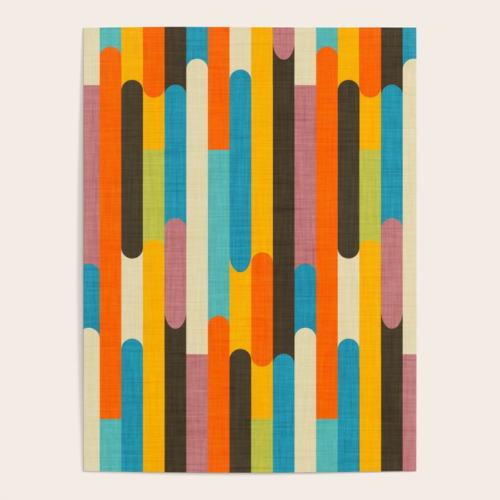 Retro Color Block Popsicle Sticks Orange Poster Gallery Image 4