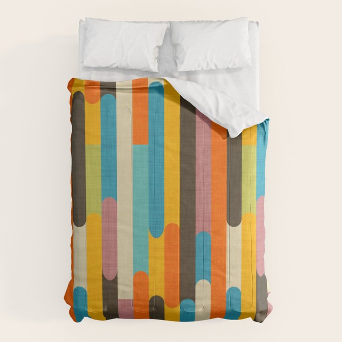 Retro Color Block Popsicle Sticks Orange Comforter Gallery Image 6