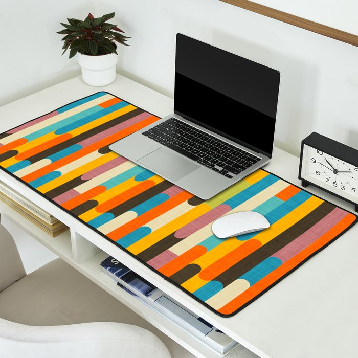Retro Color Block Popsicle Sticks Orange Desk Mat Gallery Image 2