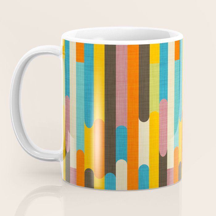 Retro Color Block Popsicle Sticks Orange Coffee Mug Gallery Image 3