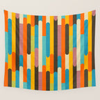 Retro Color Block Popsicle Sticks Orange Wall Tapestry Gallery Image 4