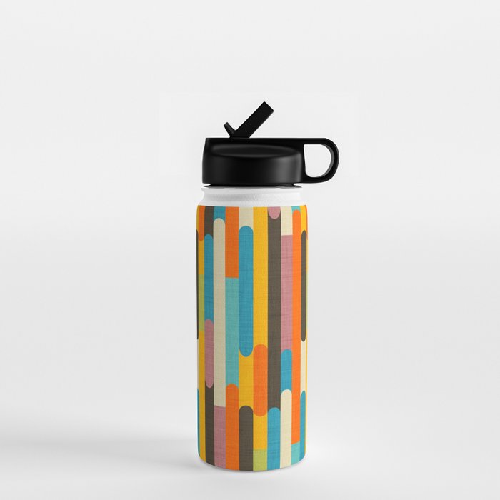 Retro Color Block Popsicle Sticks Orange Water Bottle Gallery Image 1