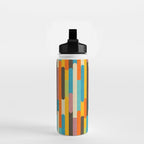 Retro Color Block Popsicle Sticks Orange Water Bottle Gallery Image 2