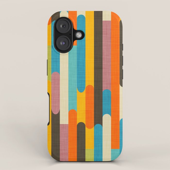 Retro Color Block Popsicle Sticks Orange iPhone Case Gallery Image 1