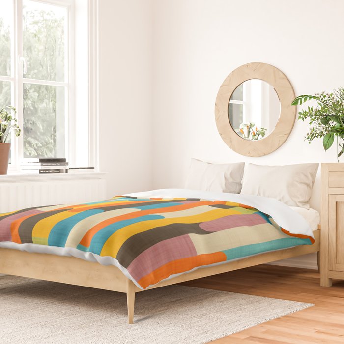 Retro Color Block Popsicle Sticks Orange Duvet Cover Gallery Image 2