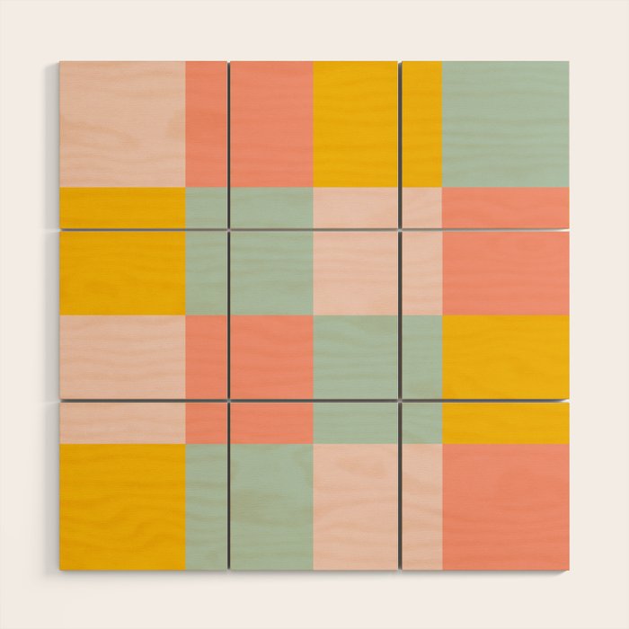 Retro Funky Checks Wood Wall Art Gallery Image 1