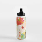abstract floral art in yellow green and rose magenta colors Water Bottle Gallery Image 2
