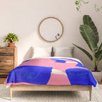 Blue Pink Fun Colorful Mid Century Modern Abstract Painting Shapes Pattern Comforter Gallery Image 3