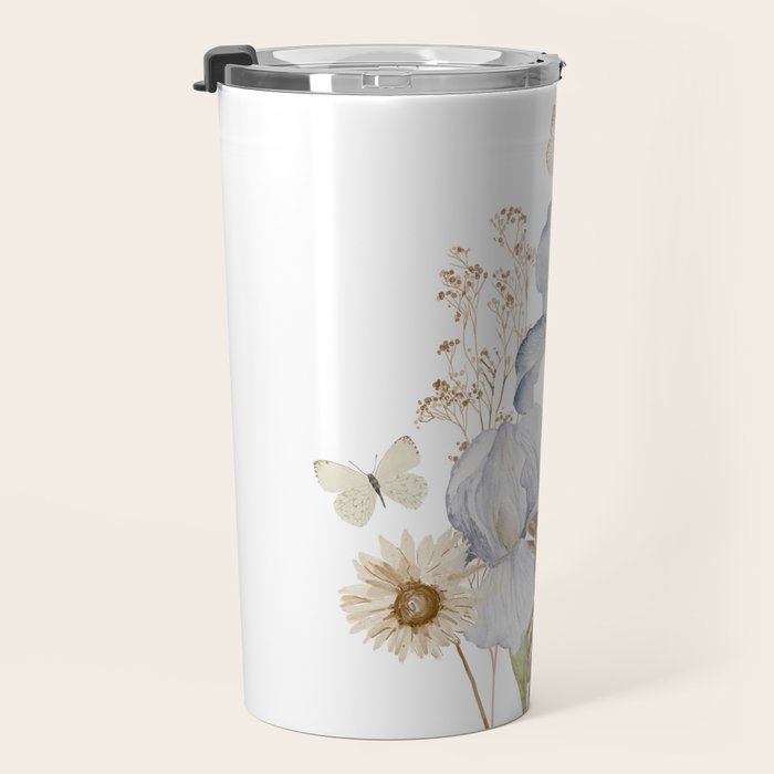 Soft Nature Floral and Butterflies Travel Mug Gallery Image 3