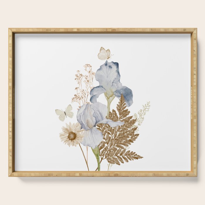 Soft Nature Floral and Butterflies Serving Tray Gallery Image 1