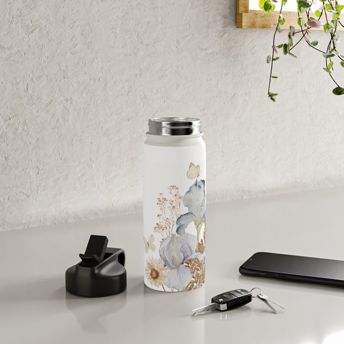 Soft Nature Floral and Butterflies Water Bottle Gallery Image 4