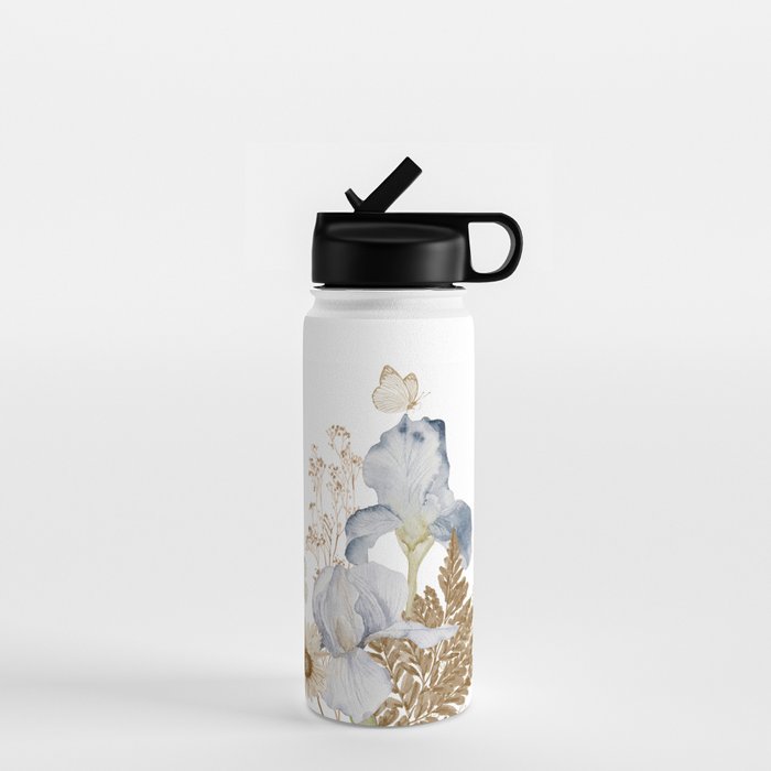 Soft Nature Floral and Butterflies Water Bottle Gallery Image 1