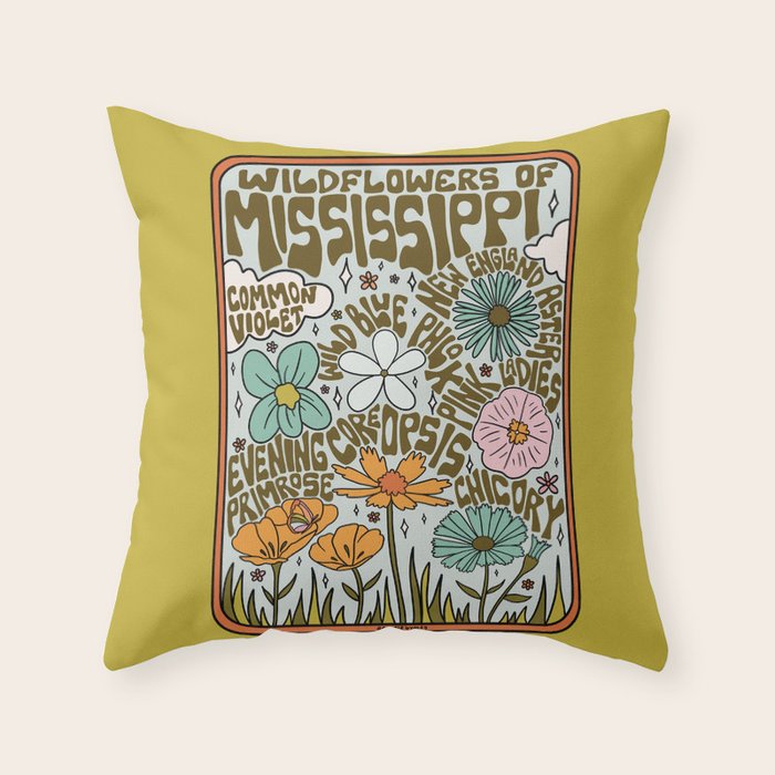 Mississippi Wildflowers Throw Pillow Gallery Image 6
