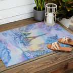 Snowy Parisian Christmas Watercolor Outdoor Rug Gallery Image 2