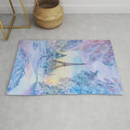 Snowy Parisian Christmas Watercolor Rug Gallery Image 1