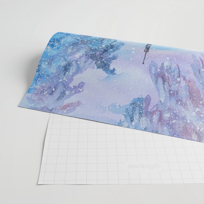 Snowy Parisian Christmas Watercolor Wrapping Paper Gallery Image 2