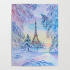 Snowy Parisian Christmas Watercolor Poster Gallery Image 4