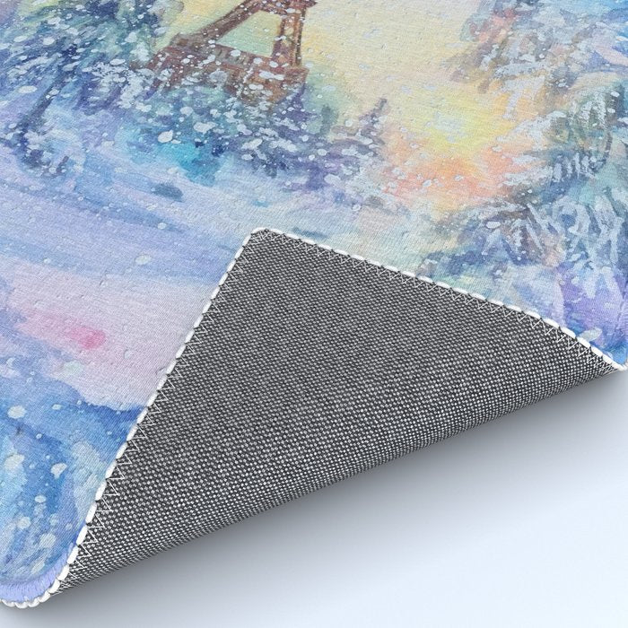 Snowy Parisian Christmas Watercolor Rug Gallery Image 4