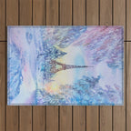 Snowy Parisian Christmas Watercolor Outdoor Rug Gallery Image 1