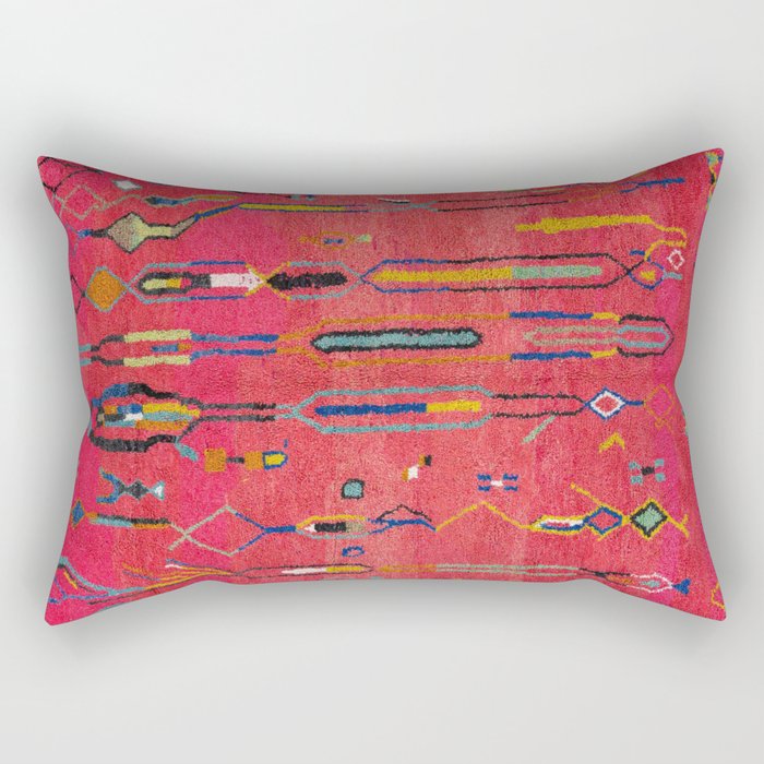Traditional Moroccan Berber Carpet Arwtork Rectangular Pillow Gallery Image 2