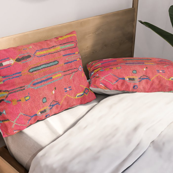 Traditional Moroccan Berber Carpet Arwtork Pillow Sham Gallery Image 2