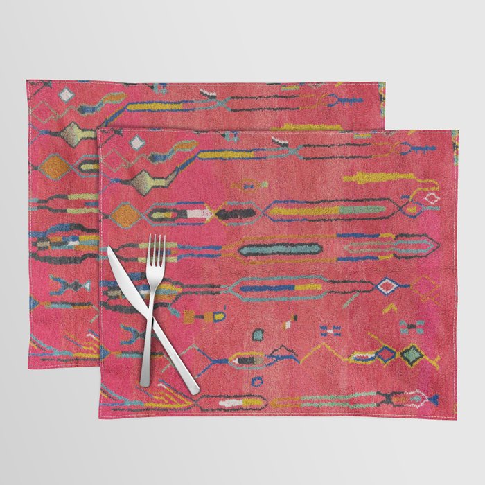 Traditional Moroccan Berber Carpet Arwtork Placemat Gallery Image 1