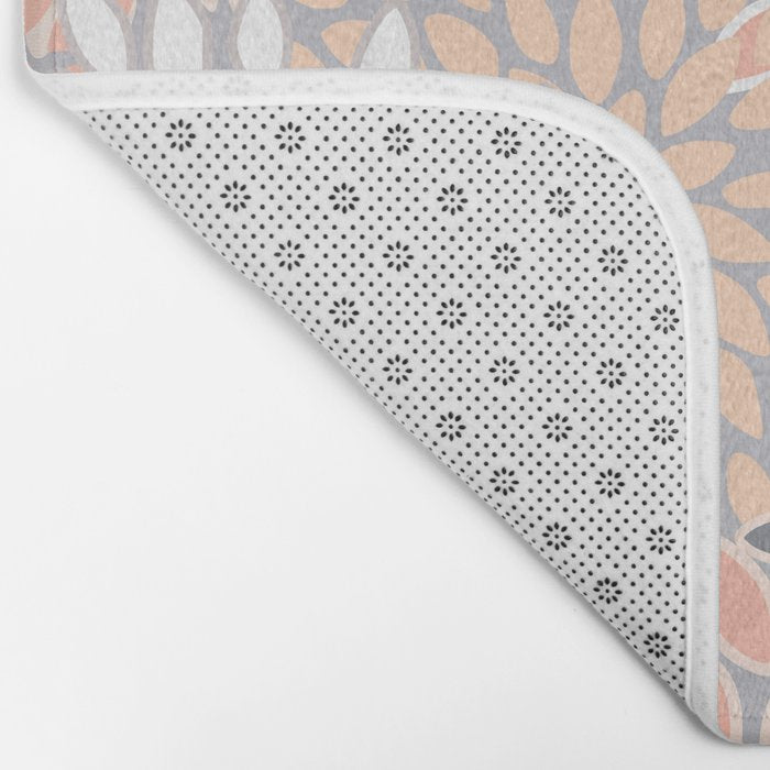 Flowers Abstract Print, Coral, Peach, Gray Bath Mat Gallery Image 2