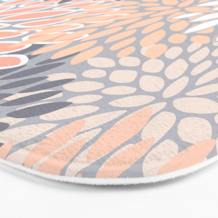 Flowers Abstract Print, Coral, Peach, Gray Bath Mat Gallery Image 3