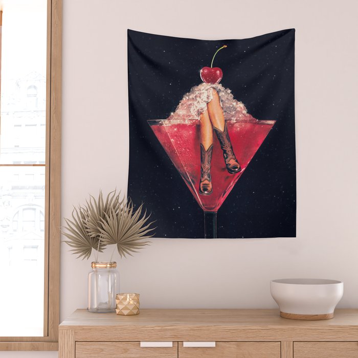 Cherry Cowgirl Margarita Wall Tapestry Gallery Image 2