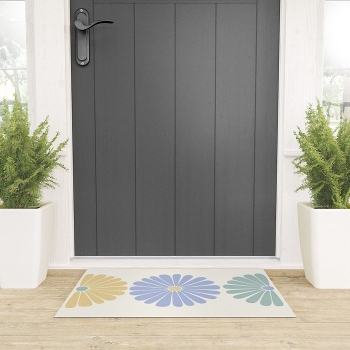 Retro Summer Daisies IV Welcome Mat Gallery Image 3