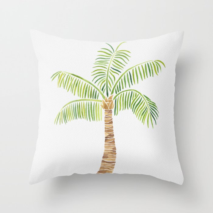 Palm Tree Watercolor Throw Pillow Gallery Image 1