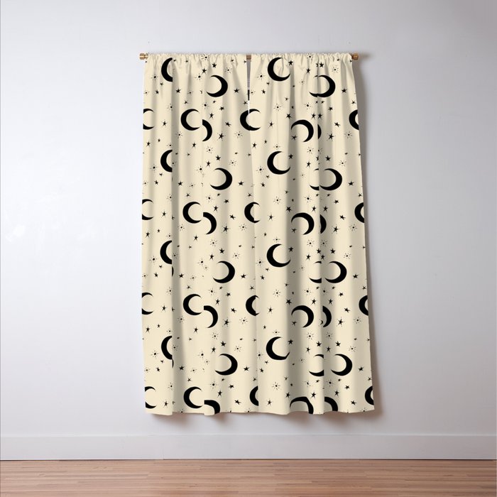 Goodnight Sky - black and cream  Window Curtain Gallery Image 3