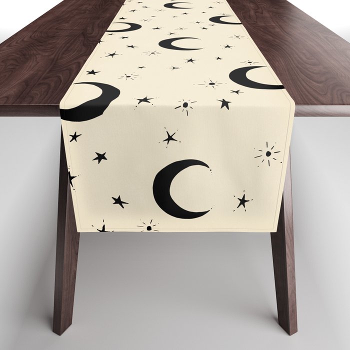 Goodnight Sky - black and cream  Table Runner Gallery Image 1