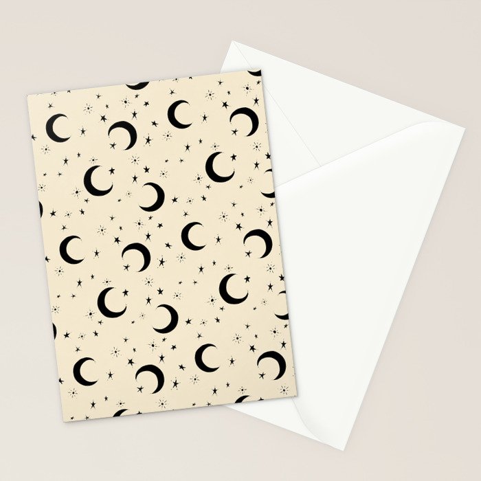 Goodnight Sky - black and cream  Stationery Card Gallery Image 2