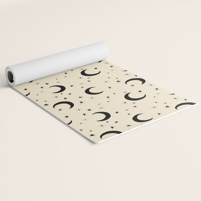 Goodnight Sky - black and cream  Yoga Mat Gallery Image 2