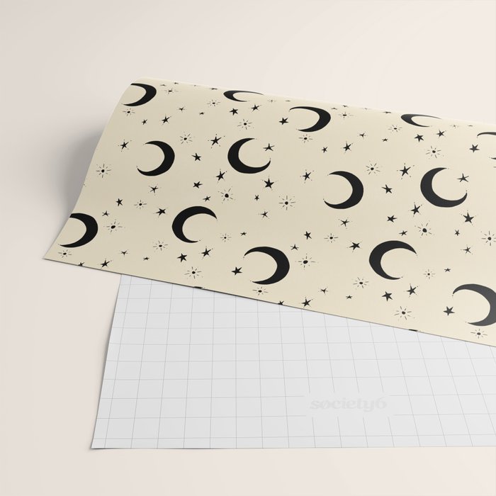 Goodnight Sky - black and cream  Wrapping Paper Gallery Image 2