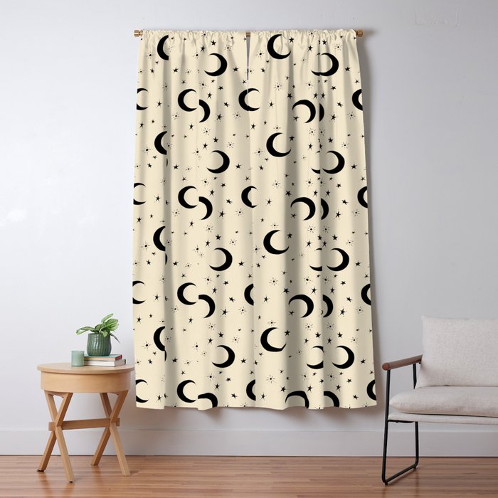 Goodnight Sky - black and cream  Window Curtain Gallery Image 1