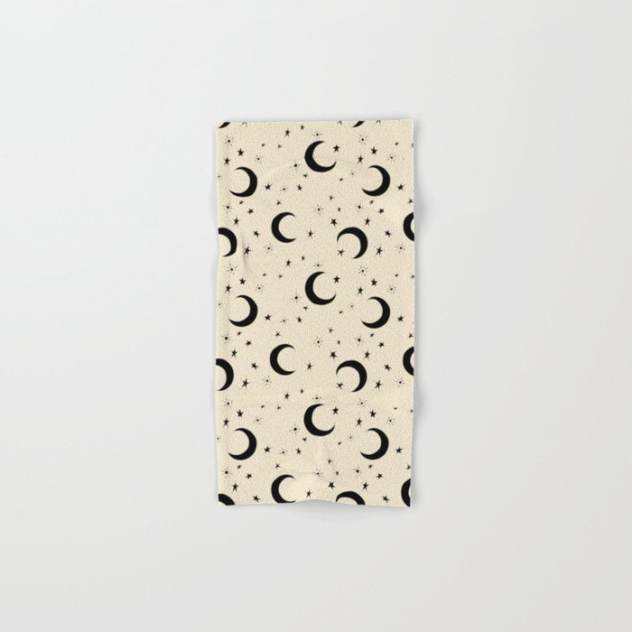 Goodnight Sky - black and cream  Bath Towel Gallery Image 1