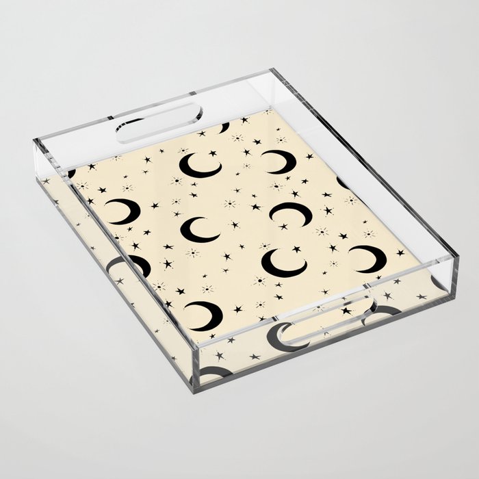 Goodnight Sky - black and cream  Acrylic Tray Gallery Image 1