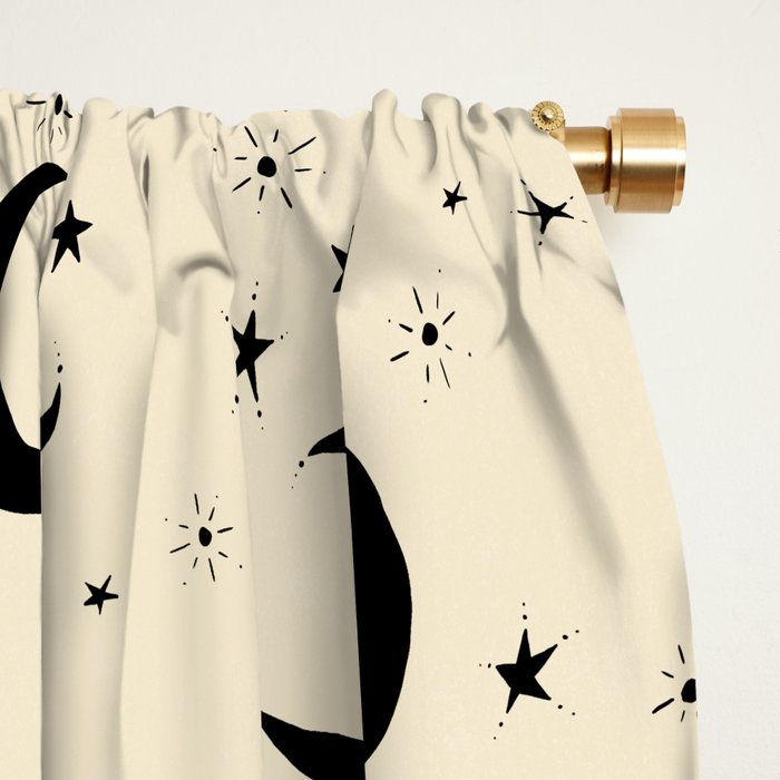 Goodnight Sky - black and cream  Window Curtain Gallery Image 2