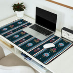 Navy Folk Floral Stripe Desk Mat Gallery Image 2