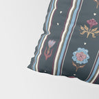 Navy Folk Floral Stripe Pillow Sham Gallery Image 4