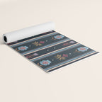 Navy Folk Floral Stripe Yoga Mat Gallery Image 2