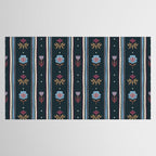 Navy Folk Floral Stripe Tablecloth Gallery Image 2
