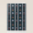 Navy Folk Floral Stripe Stationery Card Gallery Image 2