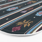 Navy Folk Floral Stripe Bath Mat Gallery Image 3