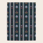 Navy Folk Floral Stripe Poster Gallery Image 4