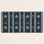 Navy Folk Floral Stripe Desk Mat Gallery Image 3