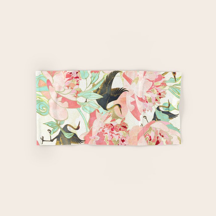 Floral Cranes Bath Towel Gallery Image 1