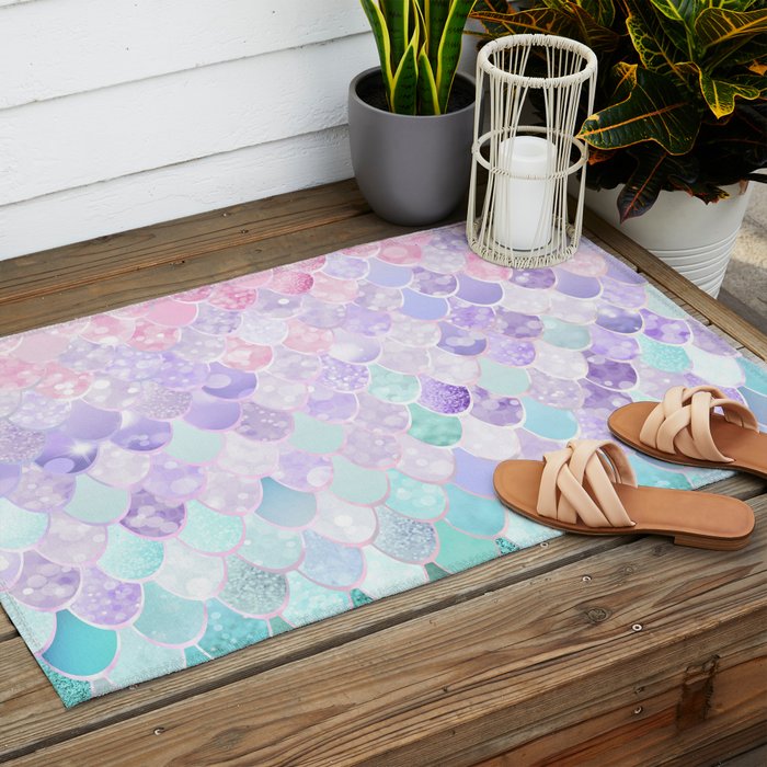Mermaid Pastel Aesthetics Outdoor Rug Gallery Image 2